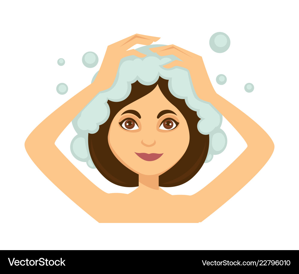Junge Frau waschen ihre Haare und Dusche Junge Frau waschen ihre Haare und Dusche vektorbild