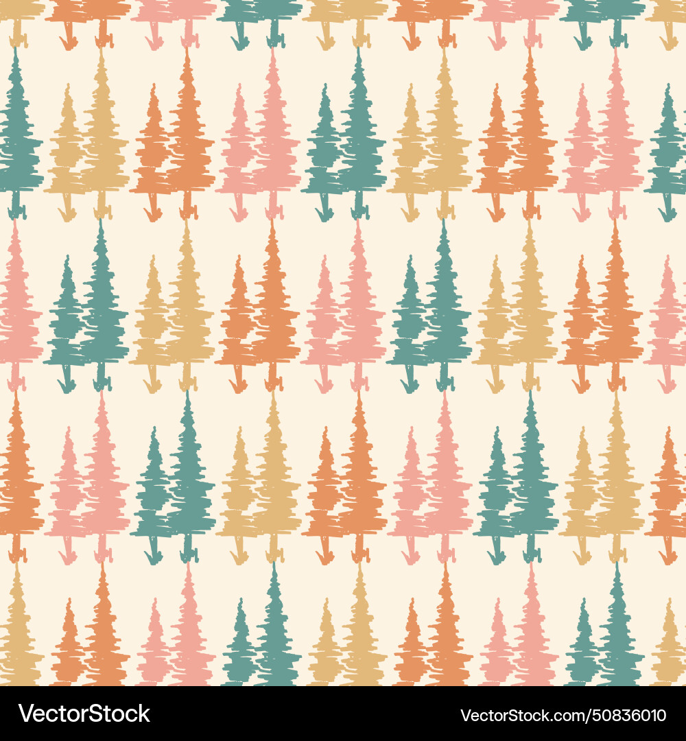 Pine tree retro seamless pattern Pine tree retro seamless pattern vector image
