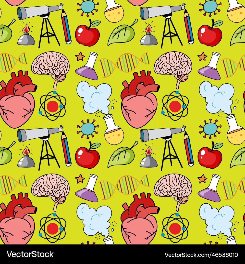 Science objects and icons seamless pattern vector image