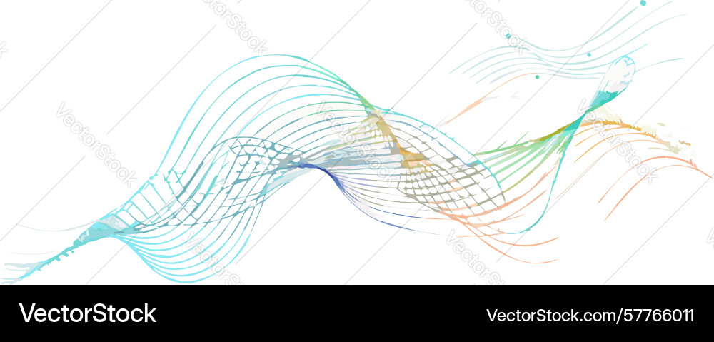 Abstract wavy lines with dots for data flow vector image