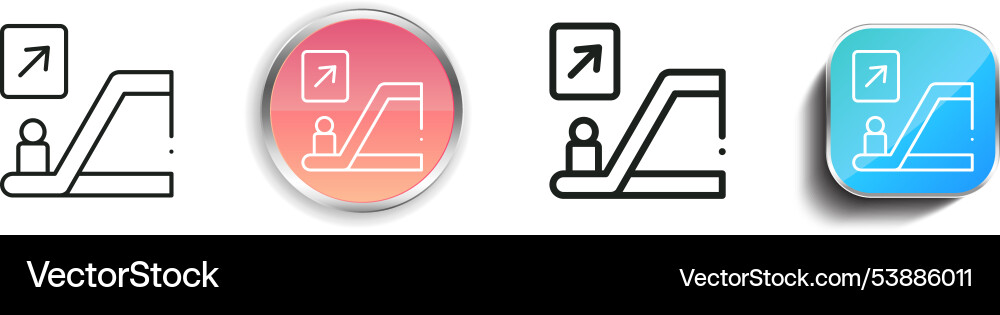 Escalator icon thin linear regular and button vector image