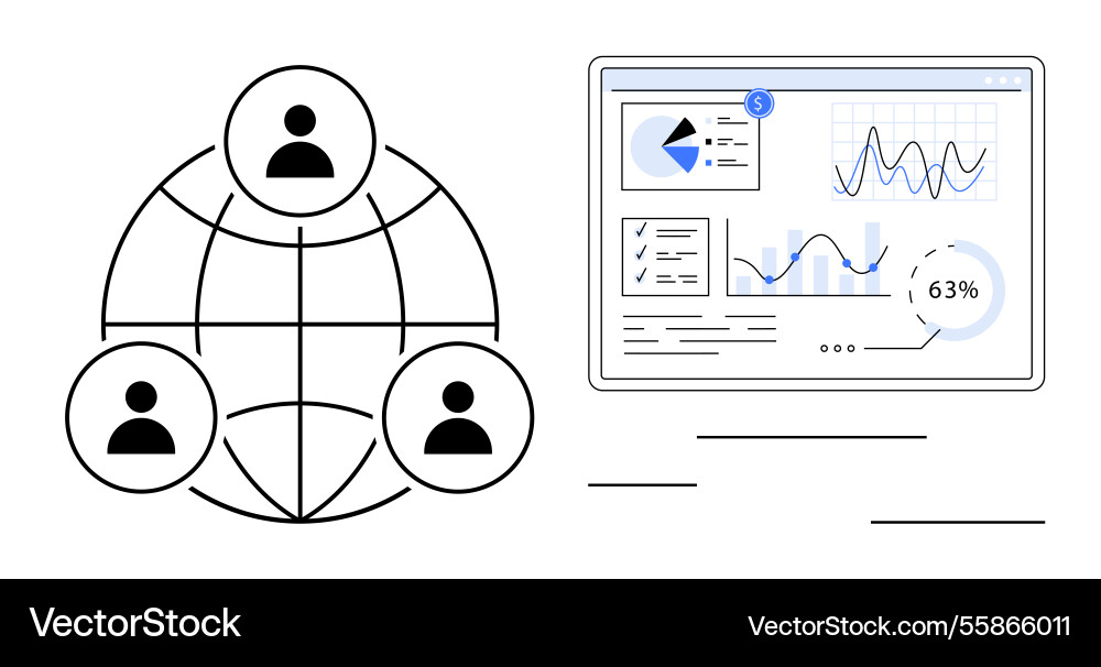 Global team collaboration and data analytics Global team collaboration and data analytics vector image