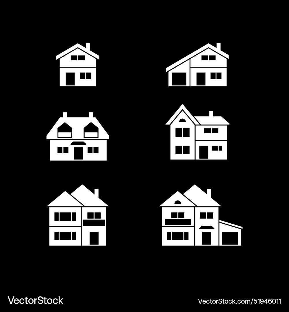 Set glyph icons of house or home Set glyph icons of house or home vector image