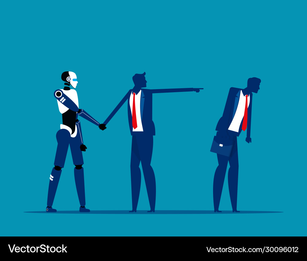 Artificial intelligence replace human new robot vector image