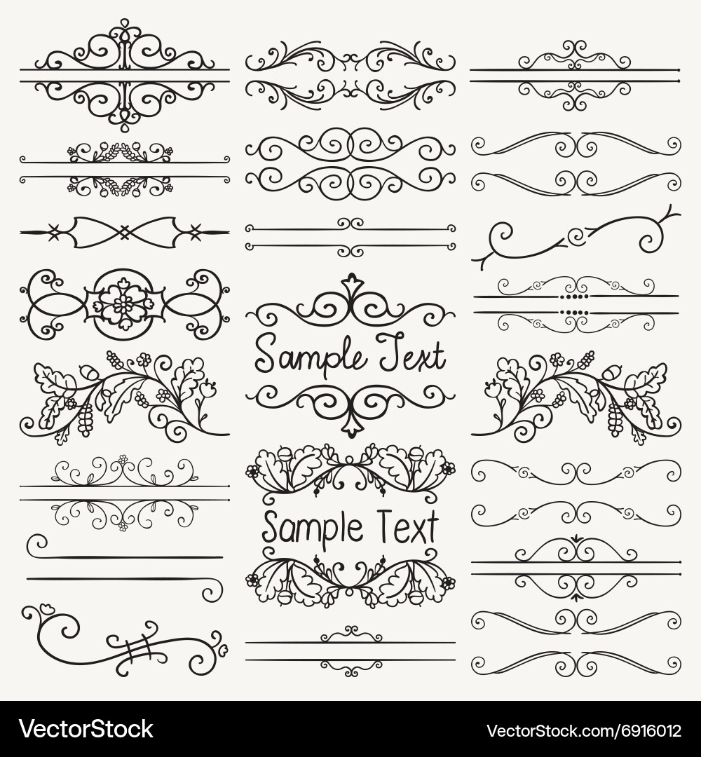 Black Hand Drawn Divider Elements Vector Image
