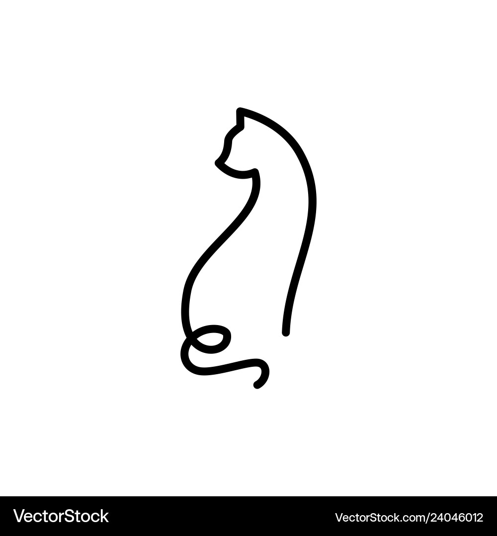 Cute Cat Line Art Icon Vector Image
