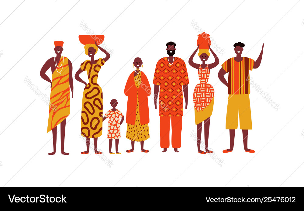 Isolated diverse african people group vector image