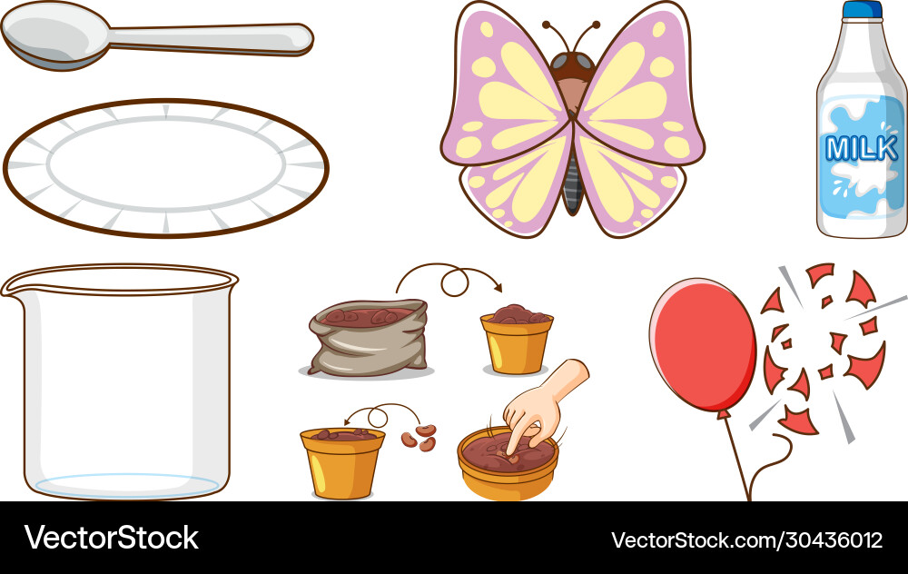 Large set different animals and other objects Large set different animals and other objects Vector Image