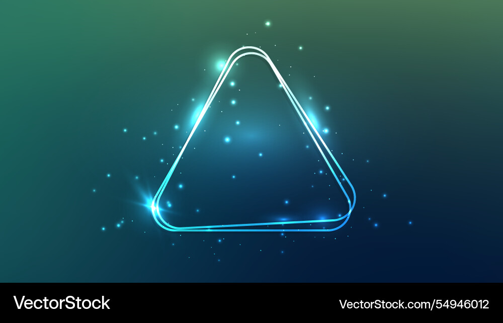 Neon rounded double triangle frame with shining Neon rounded double triangle frame with shining vector image