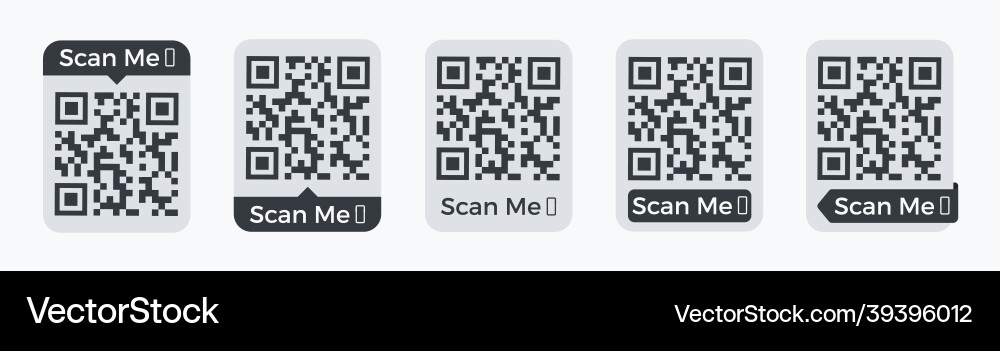 Qr code frame set scan me phone tag Qr code frame set scan me phone tag vector image