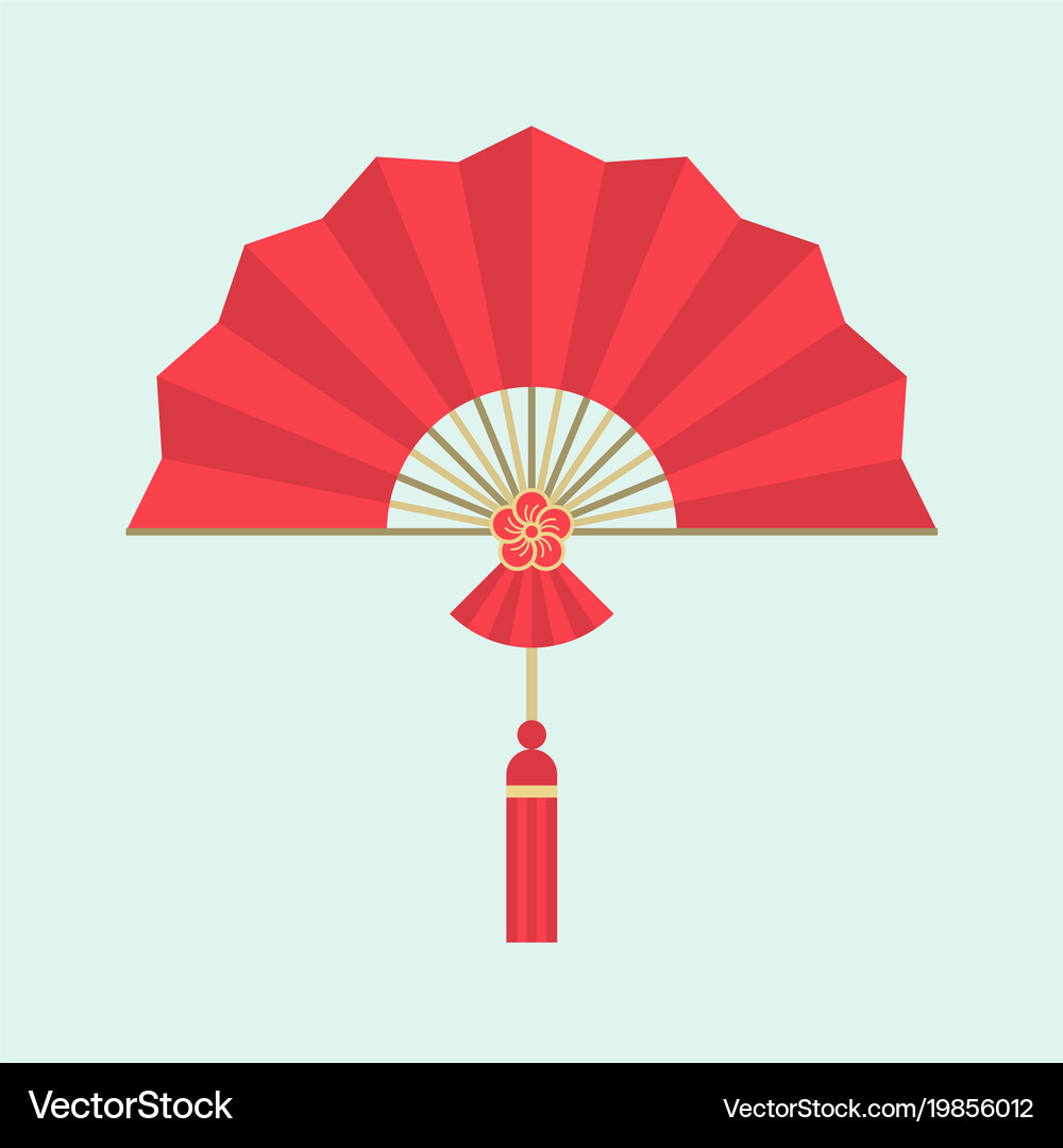 Red Chinese Folding Fan – Royalty-Free Vector | VectorStock, image size:1000x1080