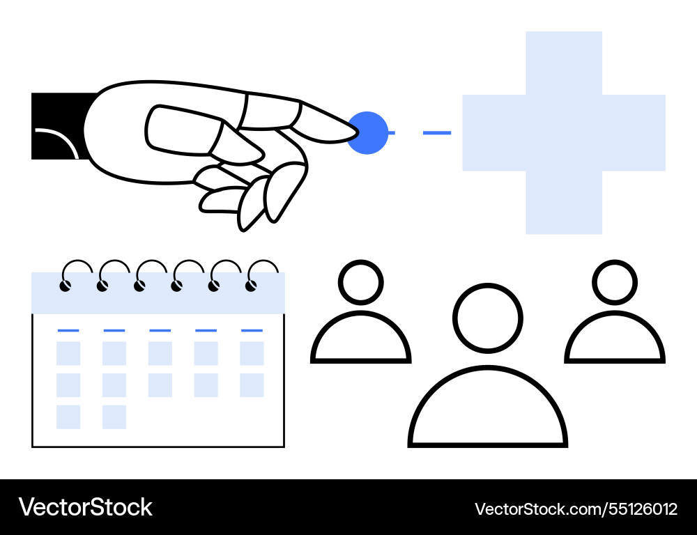 Robotic hand adding event to calendar Robotic hand adding event to calendar vector image