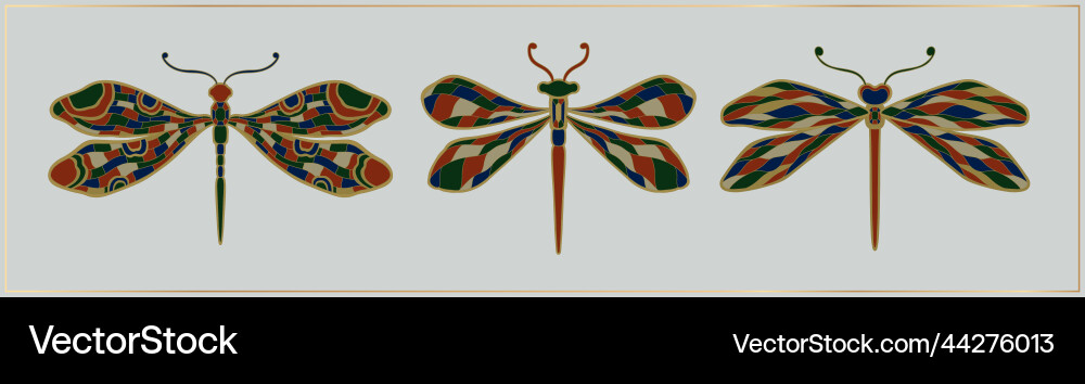 Art nouveau style dragonfly insect basic element Art nouveau style dragonfly insect basic element vector image