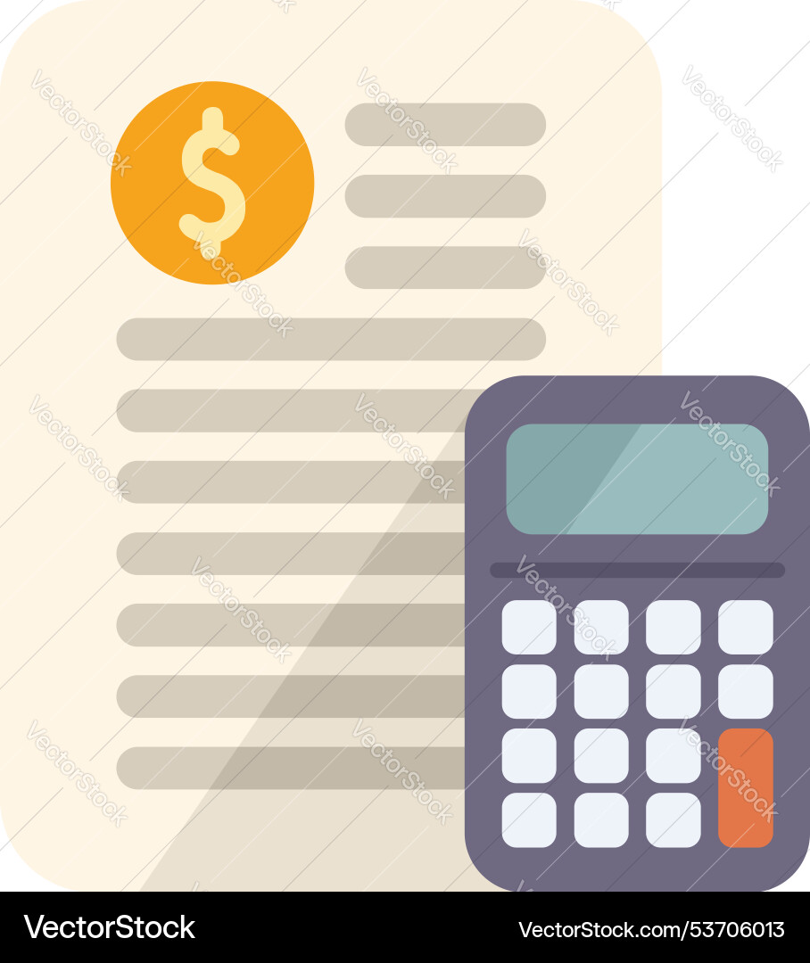 Calculator is calculating the costs of an invoice Vector Image