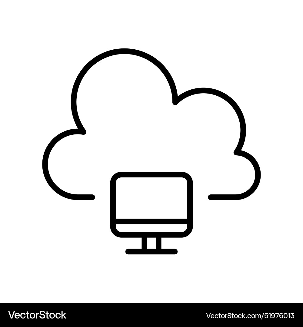 Cloud computing icon in thin line style graphic vector image