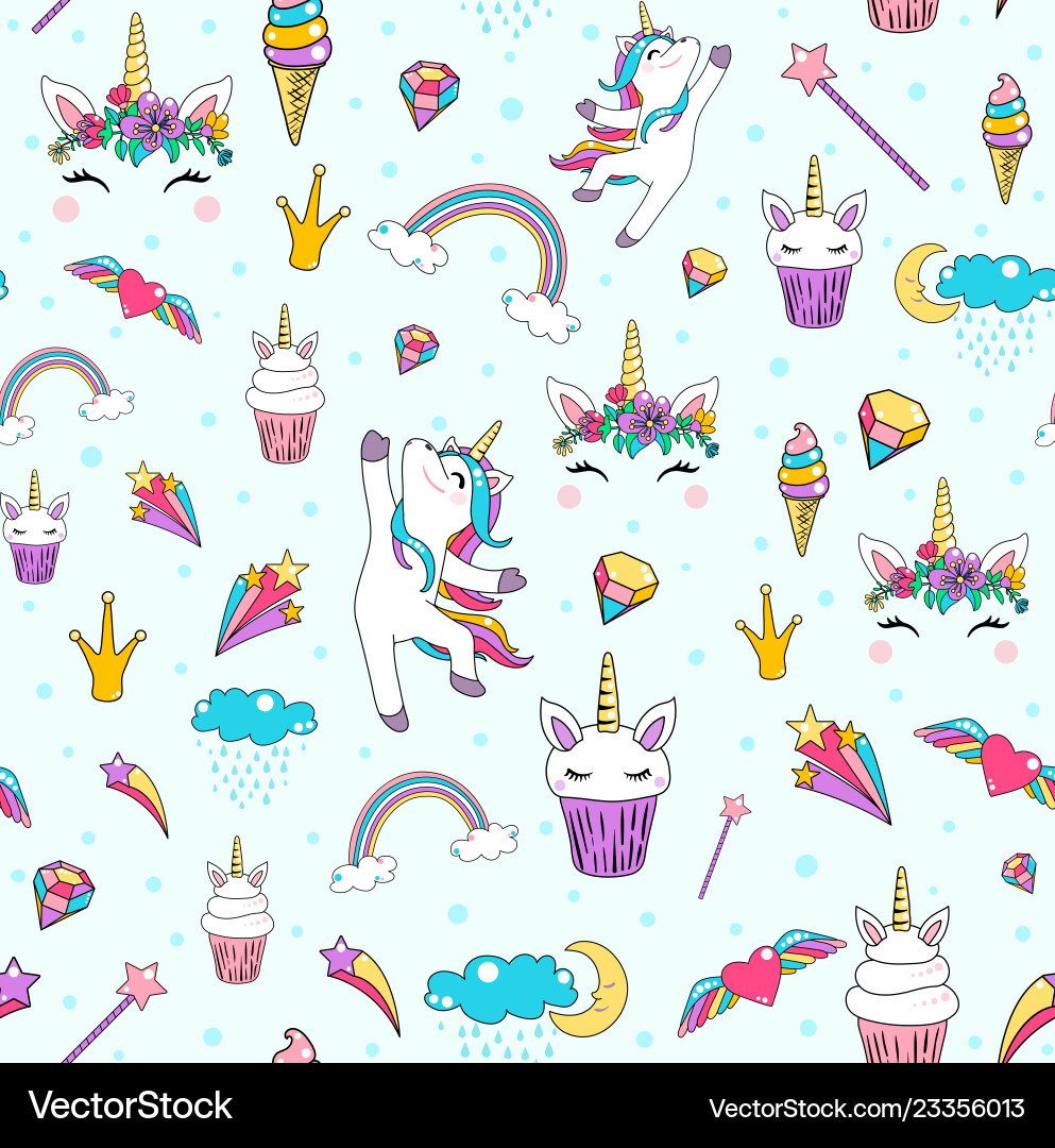Cute unicorn seamless pattern background Cute unicorn seamless pattern background vector image