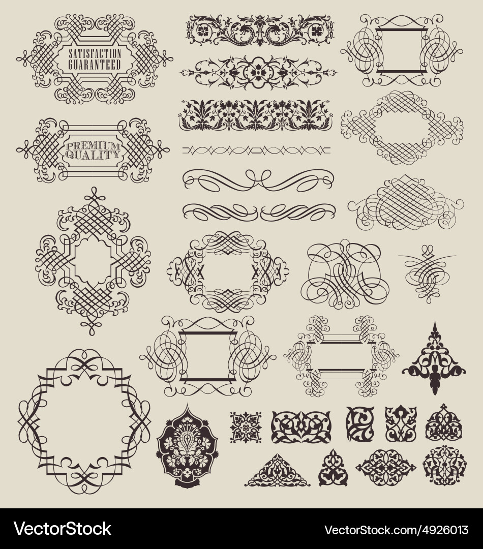Decorative lines and border elements set Vector Image