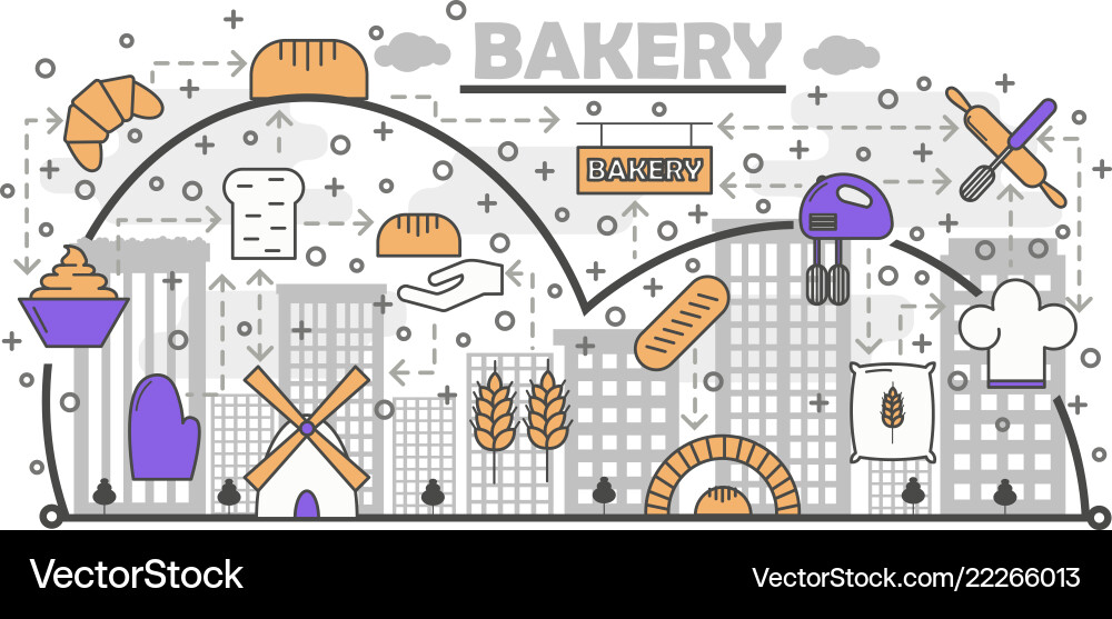 Dynamic Bread Baking Line Art vector image