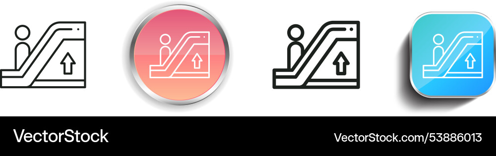 Escalator icon thin linear regular and button vector image