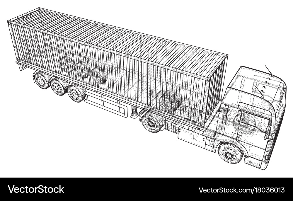 Eurotrucks delivering vehicle wire-frame eps10 Vector Image