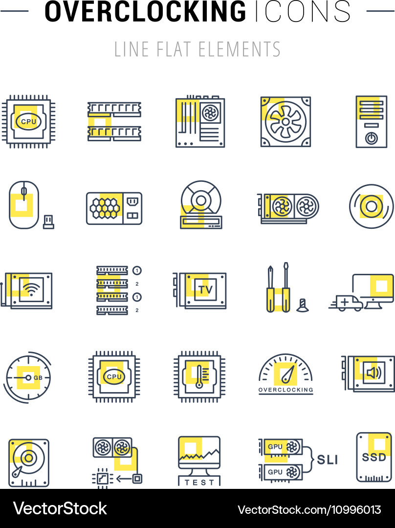 Set flache Linie Icons Upgrade-Computer vektorbild