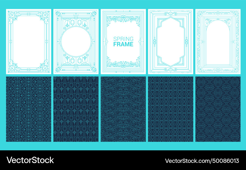 Spring geometric seamless patterns collection set Vector Image