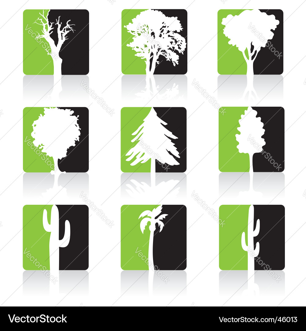 Tree Icon Set Vector Image