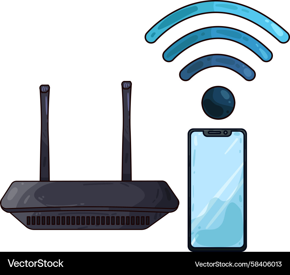 WiFi Router with Smartphone Vector Image