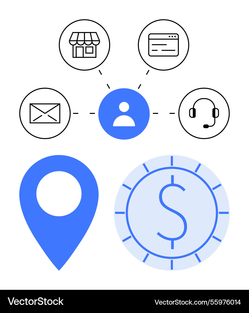 Centralized user communication hub with multiple Centralized user communication hub with multiple vector image