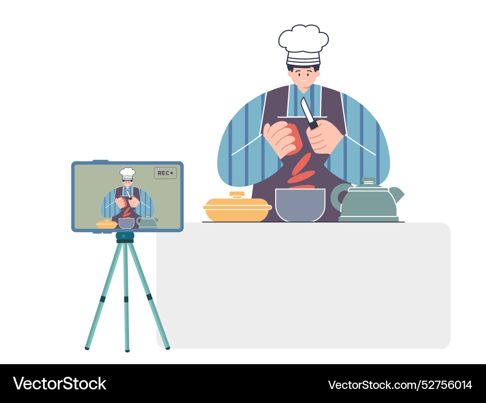 Content creator making video vlogger blogger Vector Image
