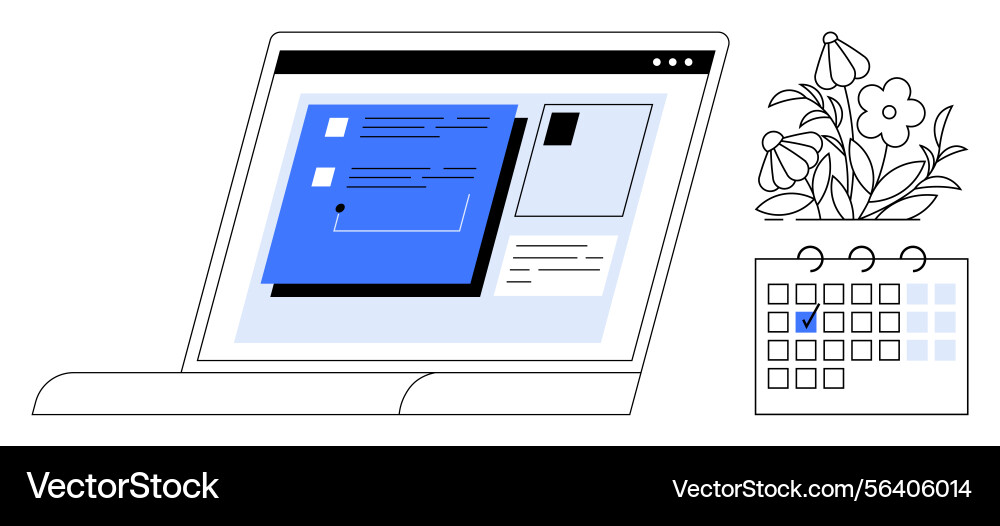 Digital workspace with task manager on laptop Digital workspace with task manager on laptop vector image
