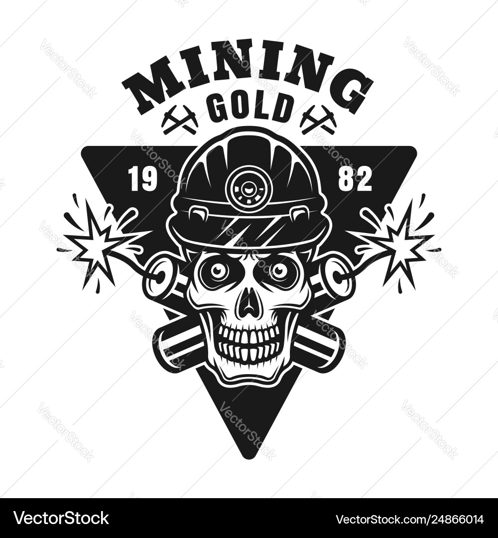Gold Miner Skull with Dynamites Vector Image