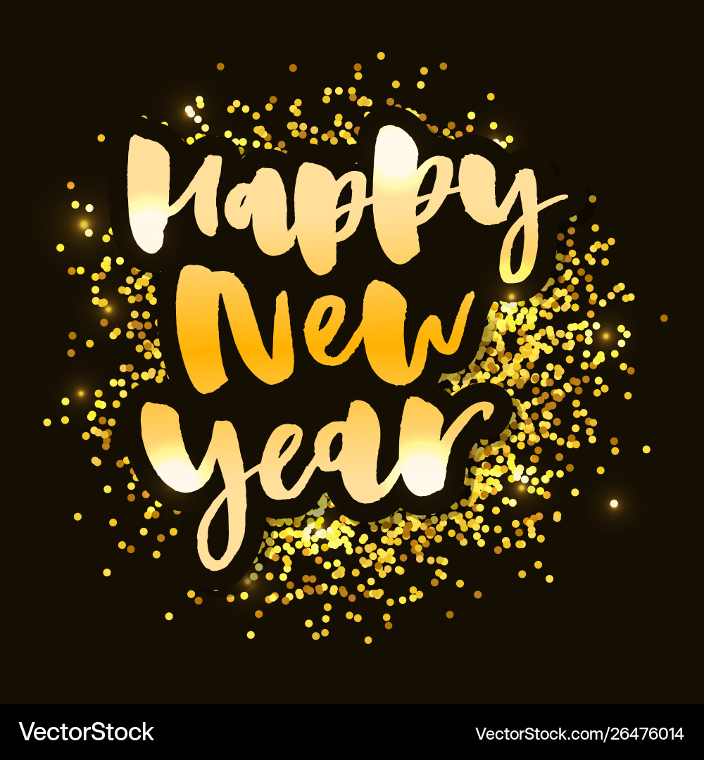 Happy new 2018 year holiday with lettering vector image