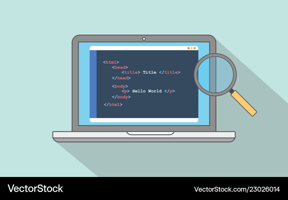 Html website structure code program with laptop vector image