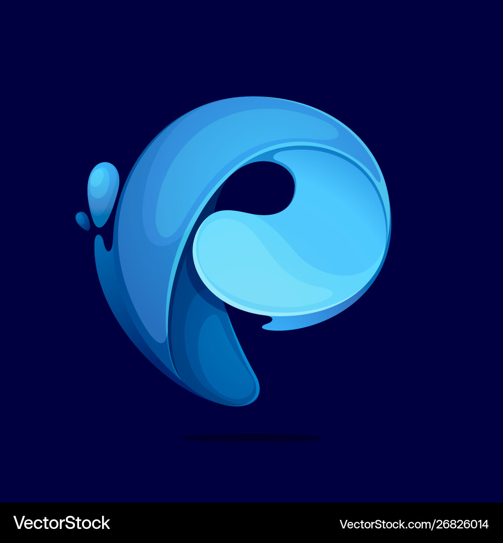 P letter logo ecology stylized with water waves P letter logo ecology stylized with water waves vector image