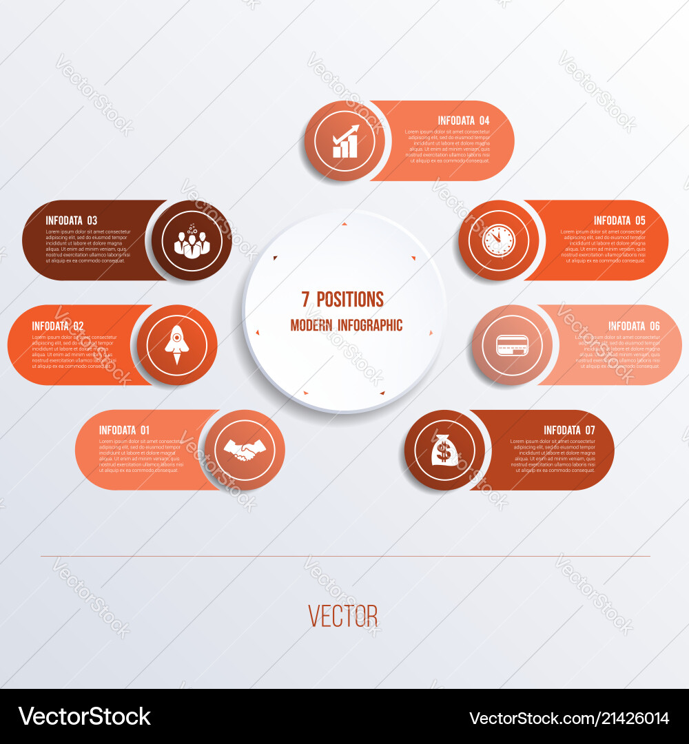 Process chart template for presentation 7 option Process chart template for presentation 7 option vector image