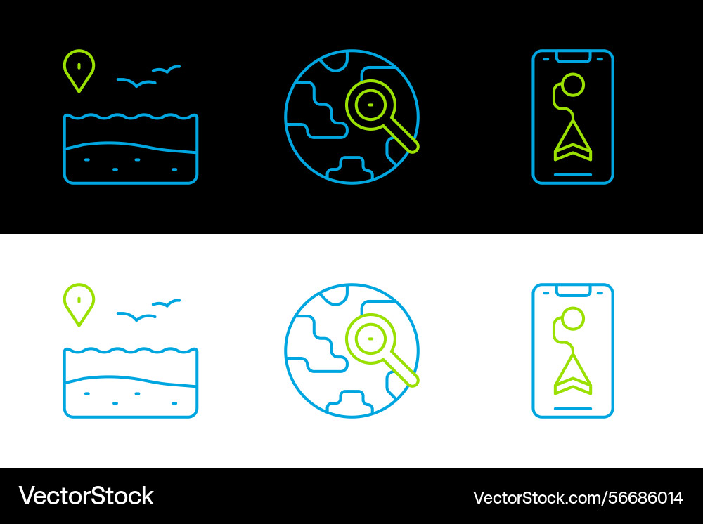 Set line city map navigation location with beach Vector Image
