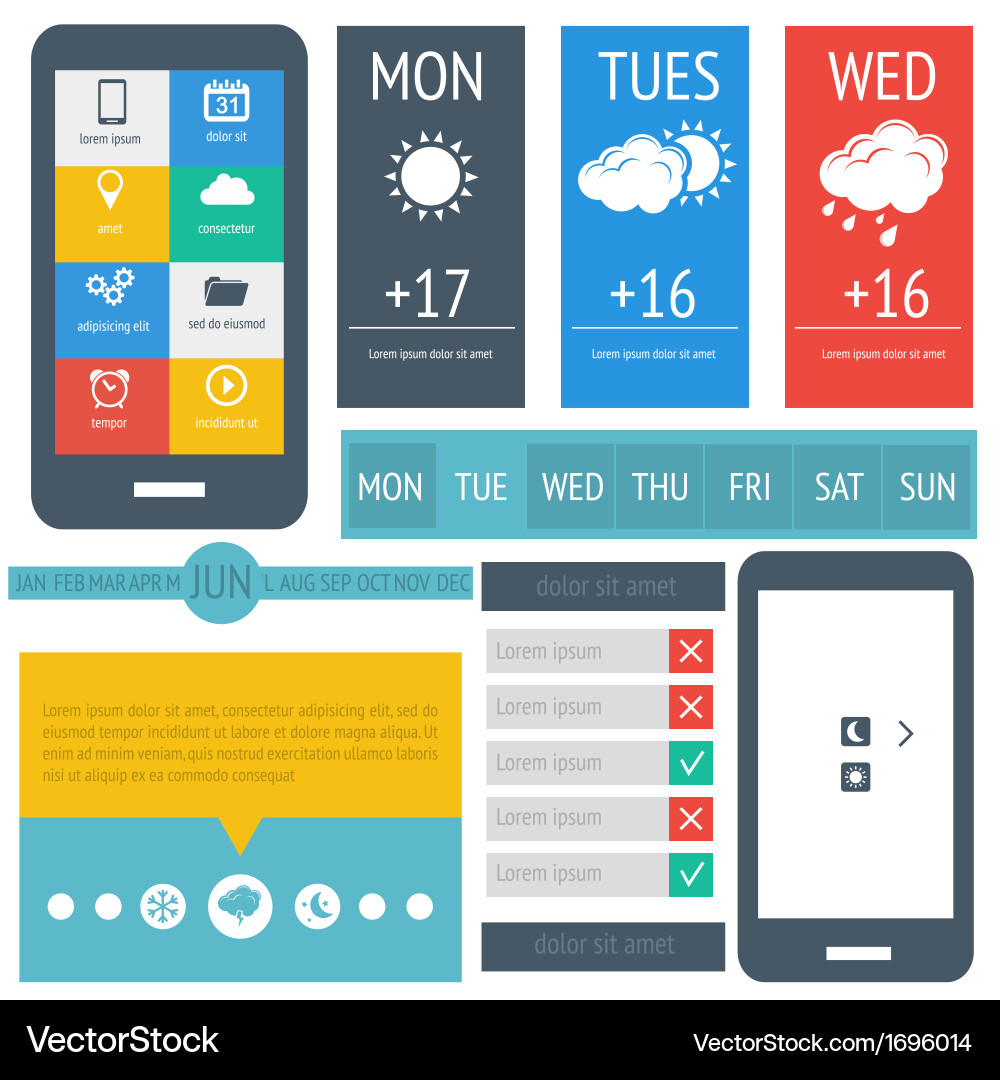 Ui flat design web elements vector image