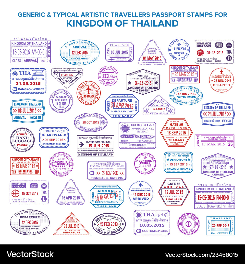 Artistic Passport Stamps - Thailand Vector Image