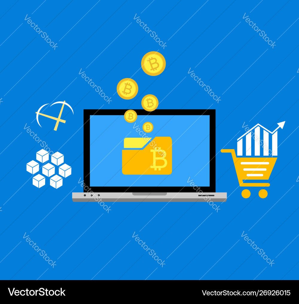 Blockchain scheme mining crypto currency server Vector Image
