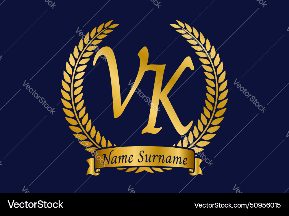 Initial letter v and k vk monogram logo design Initial letter v and k vk monogram logo design vector image