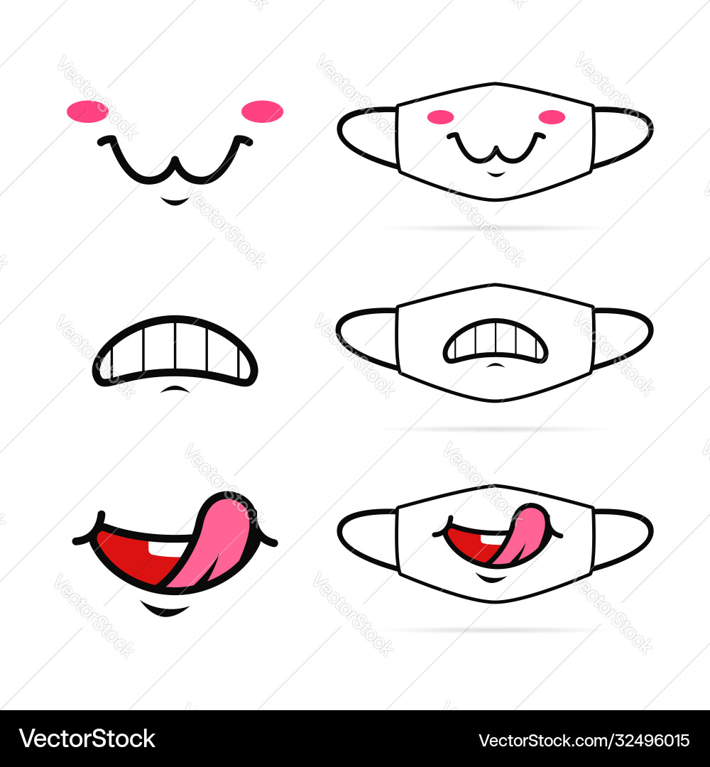 Lustiger Cartoon Mund Lächeln Ausdruck Gesicht Maske Lustiger Cartoon Mund Lächeln Ausdruck Gesicht Maske Vektorbild