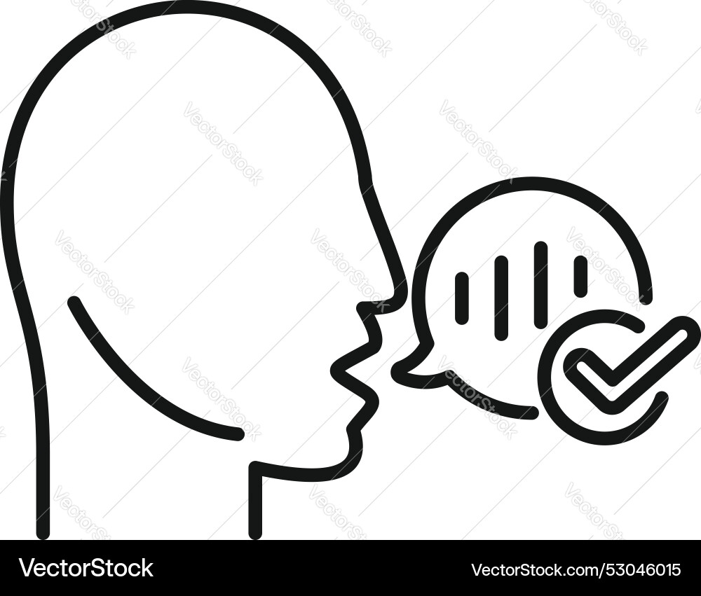 Man speaking with check mark speech recognition Vector Image