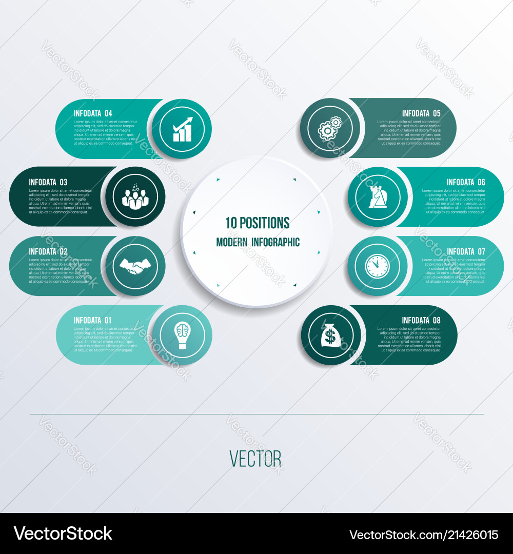 Process chart template for presentation 8 option Process chart template for presentation 8 option vector image