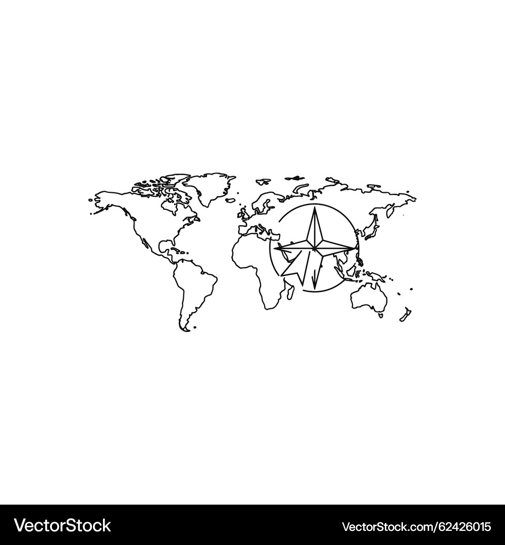 Compass With Map Vector World Map with Compass – Royalty-Free Vector | VectorStock