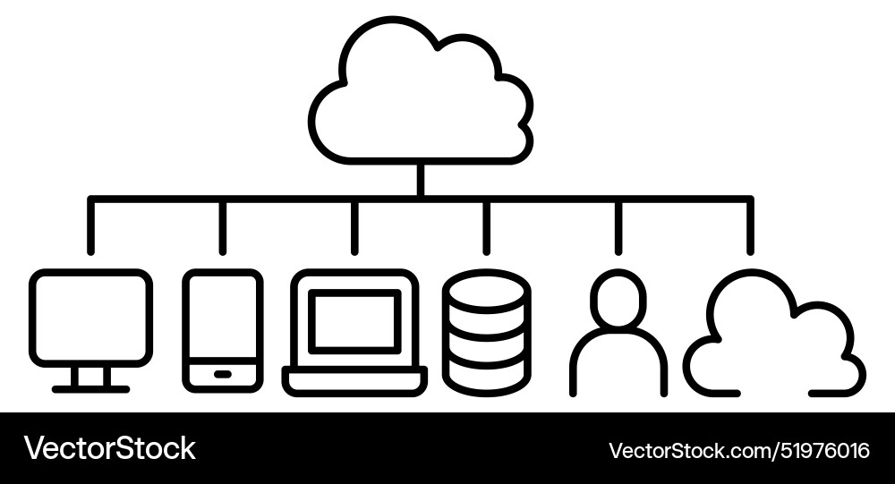 Cloud computing graphic in thin line style Vector Image