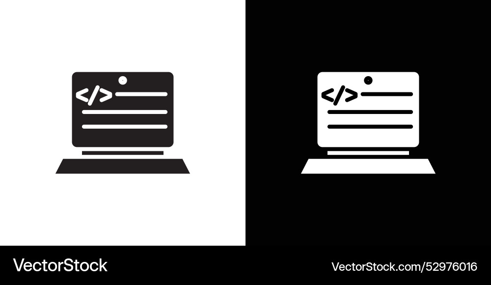 Coding program icon black line art logo set vector image