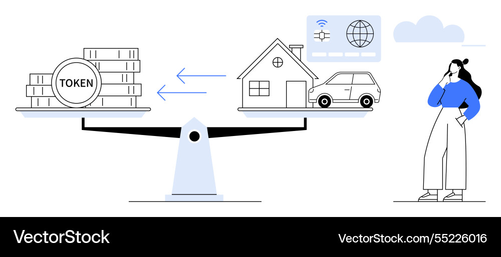 Comparing value tokens vs real assets including Comparing value tokens vs real assets including vector image