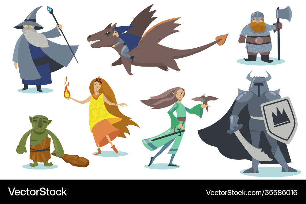 Fantasy Cartoon Character Set vector image