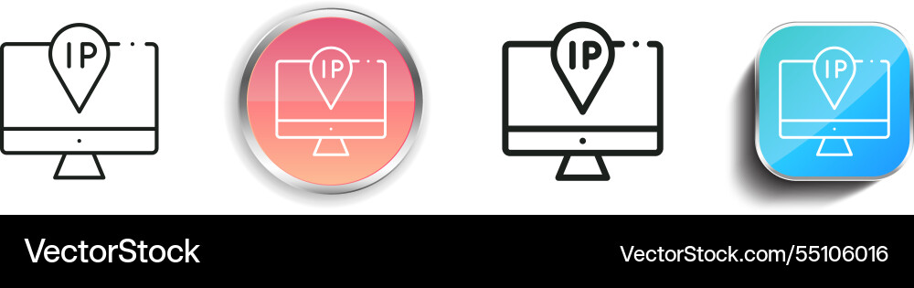 Ip icon thin linear regular and button style Ip icon thin linear regular and button style Vector Image